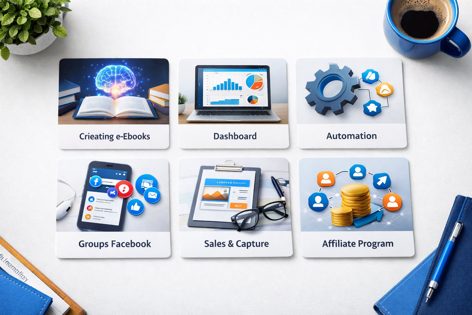 IAbooks plataforma completa com dashboard, criação de e-books com IA, relatórios de vendas e automação para marketing digital
